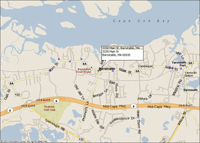 map to Unitarian Church of Barnstable